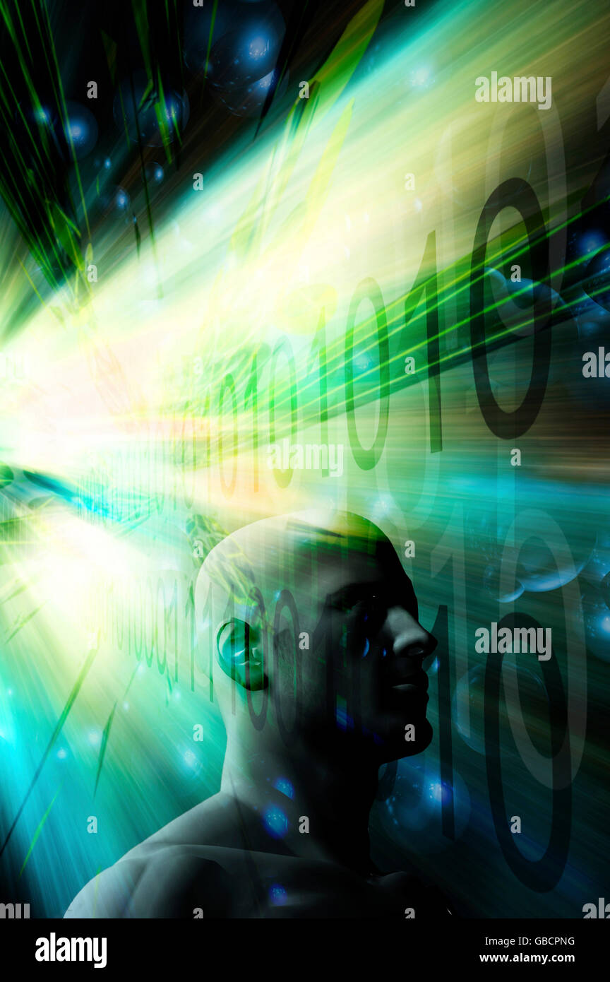 technology background and human head Stock Photo