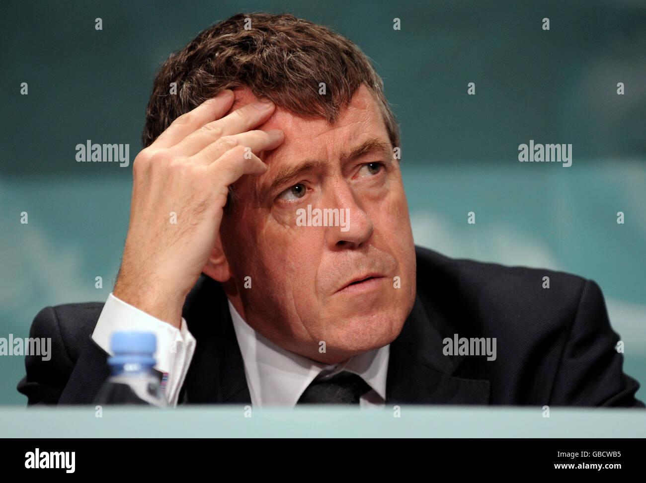 Innovation Secretary John Denham listens to questions at an Employment Summit in central London. Stock Photo