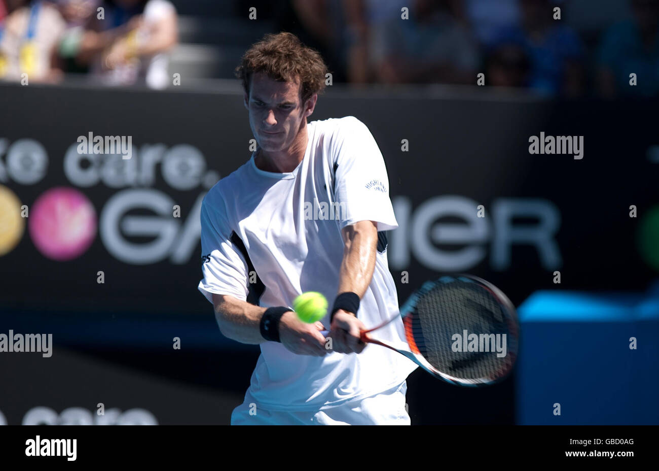 Great Britain's Andy Murray in action against Romania's Andrei Pavel during the Australian Open 2009 at Melbourne Park, Melbourne, Australia. Stock Photo