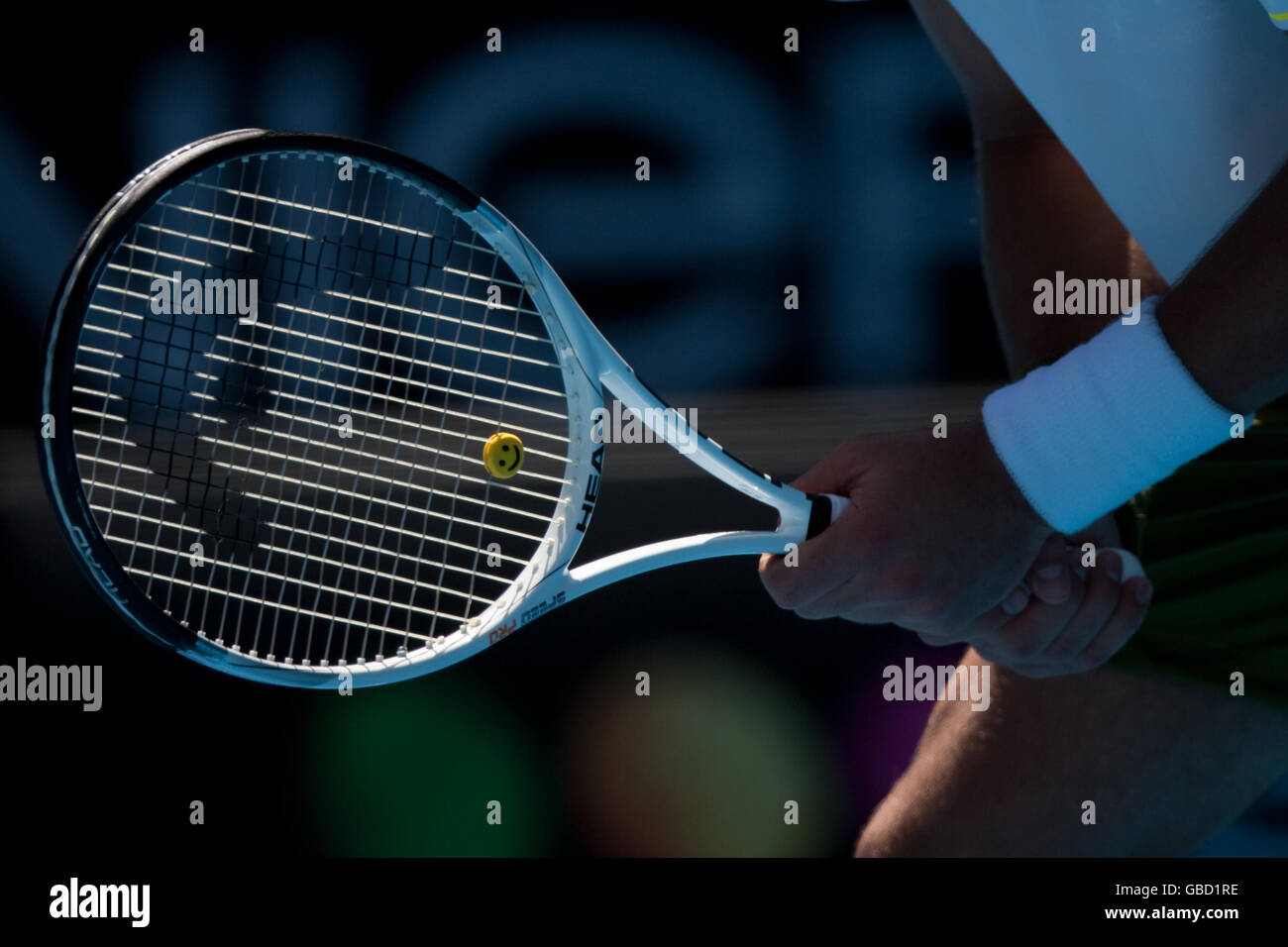 Tennis - Australian Open 2009 - Day Five - Melbourne Park. The racquet of  Serbia's Novak Djokovic Stock Photo - Alamy
