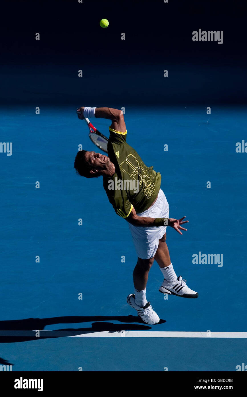 Spain's Fernando Verdasco in action during the Australian Open 2009 at Melbourne Park, Melbourne, Australia. Stock Photo