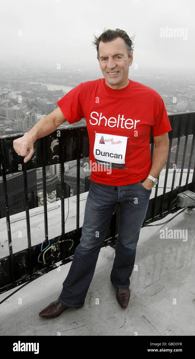 Duncan Bannatyne at the very top of Tower 42 in the City of London, as he launches Vertical Rush, an endurance event that challenges people to run up the stairs of the tower in the fastest time possible to raise money for the housing charity Shelter. Stock Photo