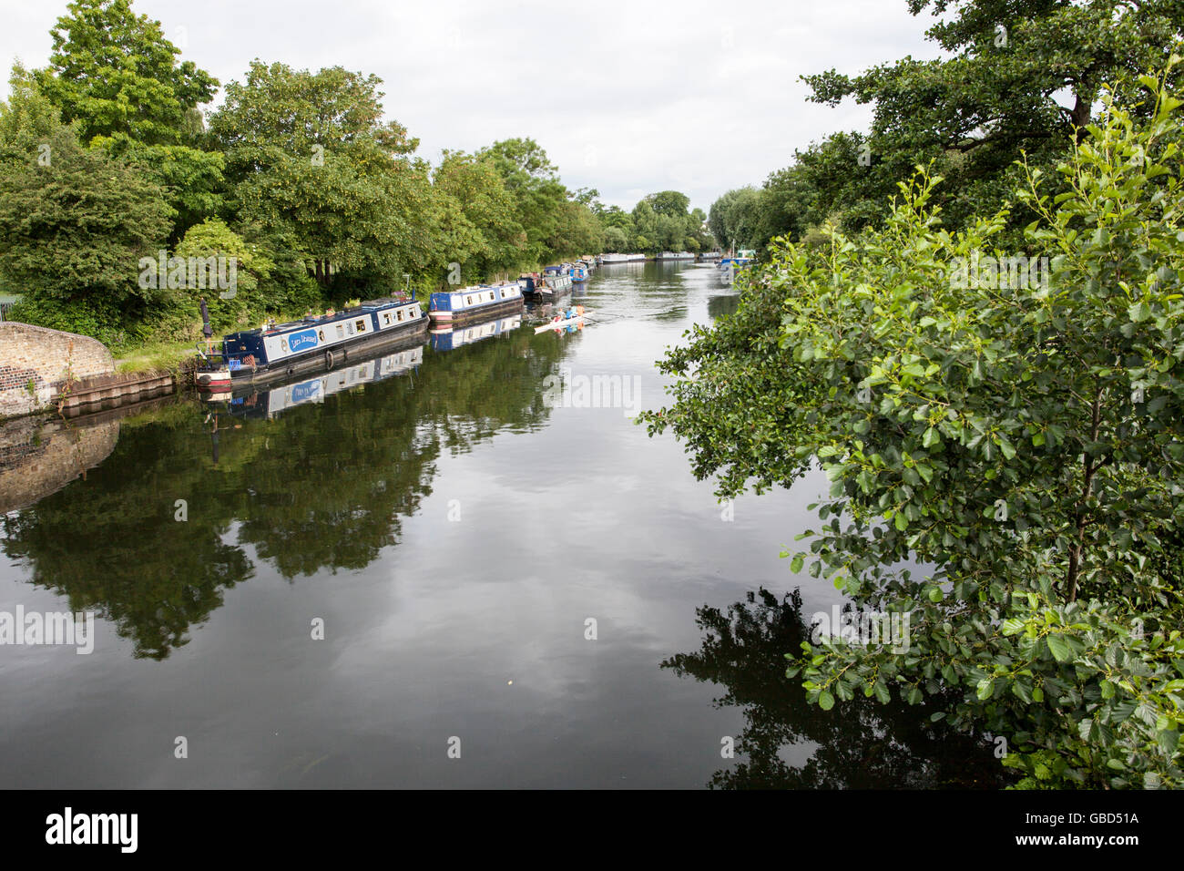 narrowboat at Springfield Park, London Stock Photo