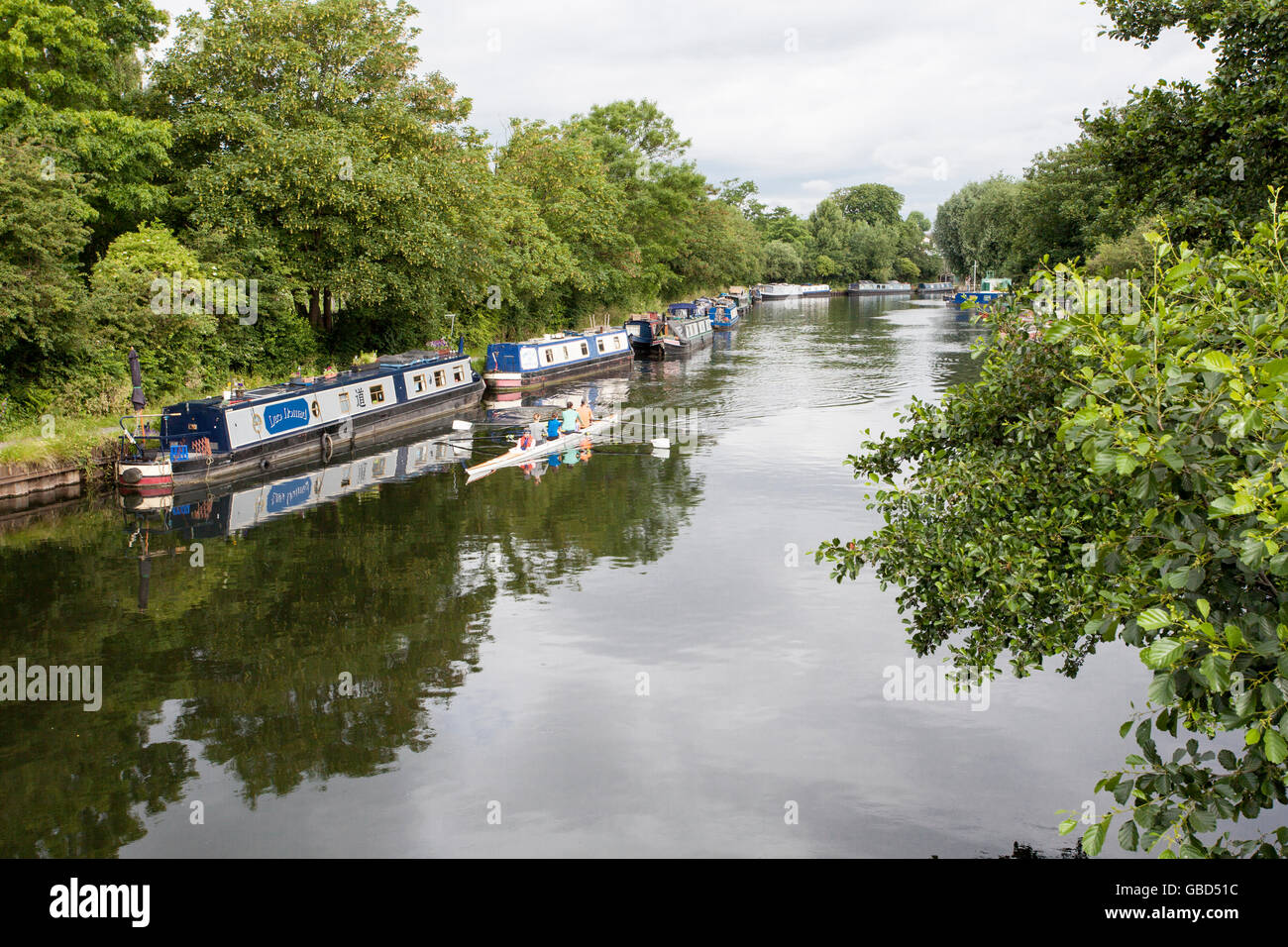 narrowboat at Springfield Park, London Stock Photo
