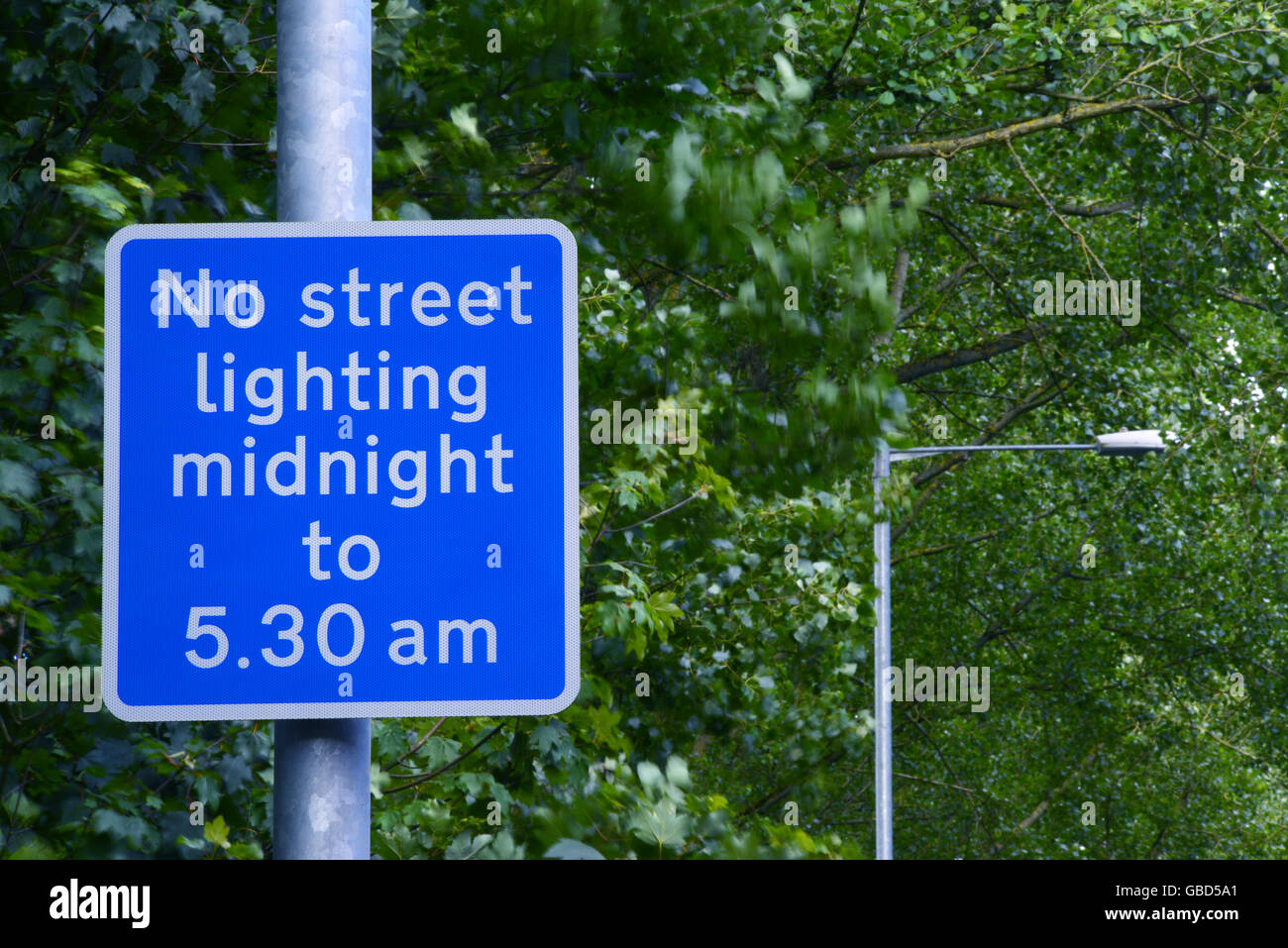 no street light warning sign between midnight and 5.30am, leeds