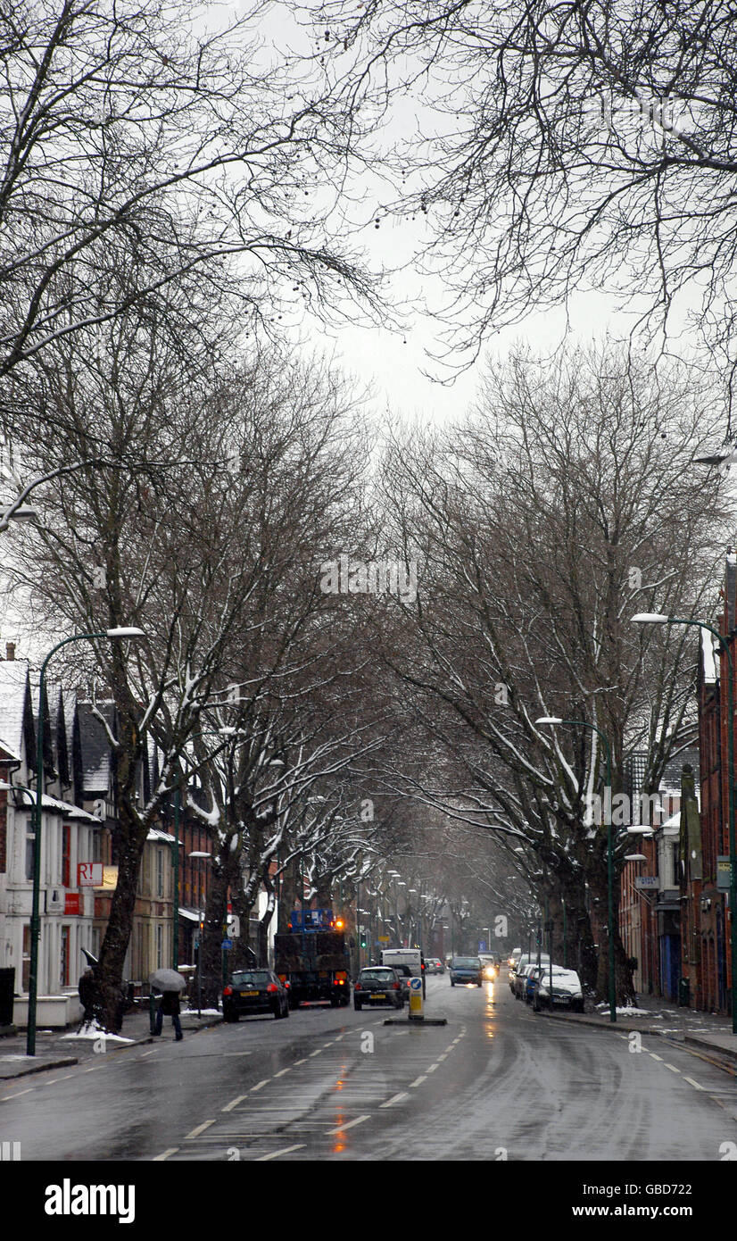 Castle Boulevard, Nottingham, as heavy snowfall hits the UK Stock Photo