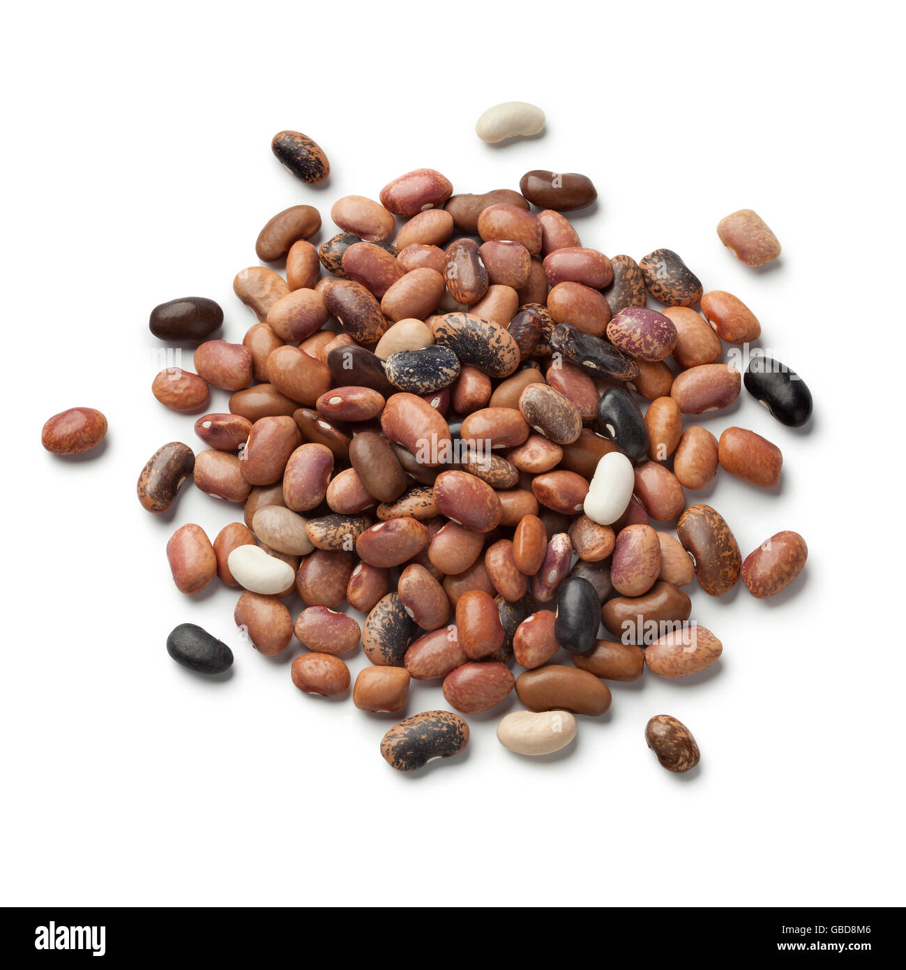 Heap of dried pebble beans on white background Stock Photo
