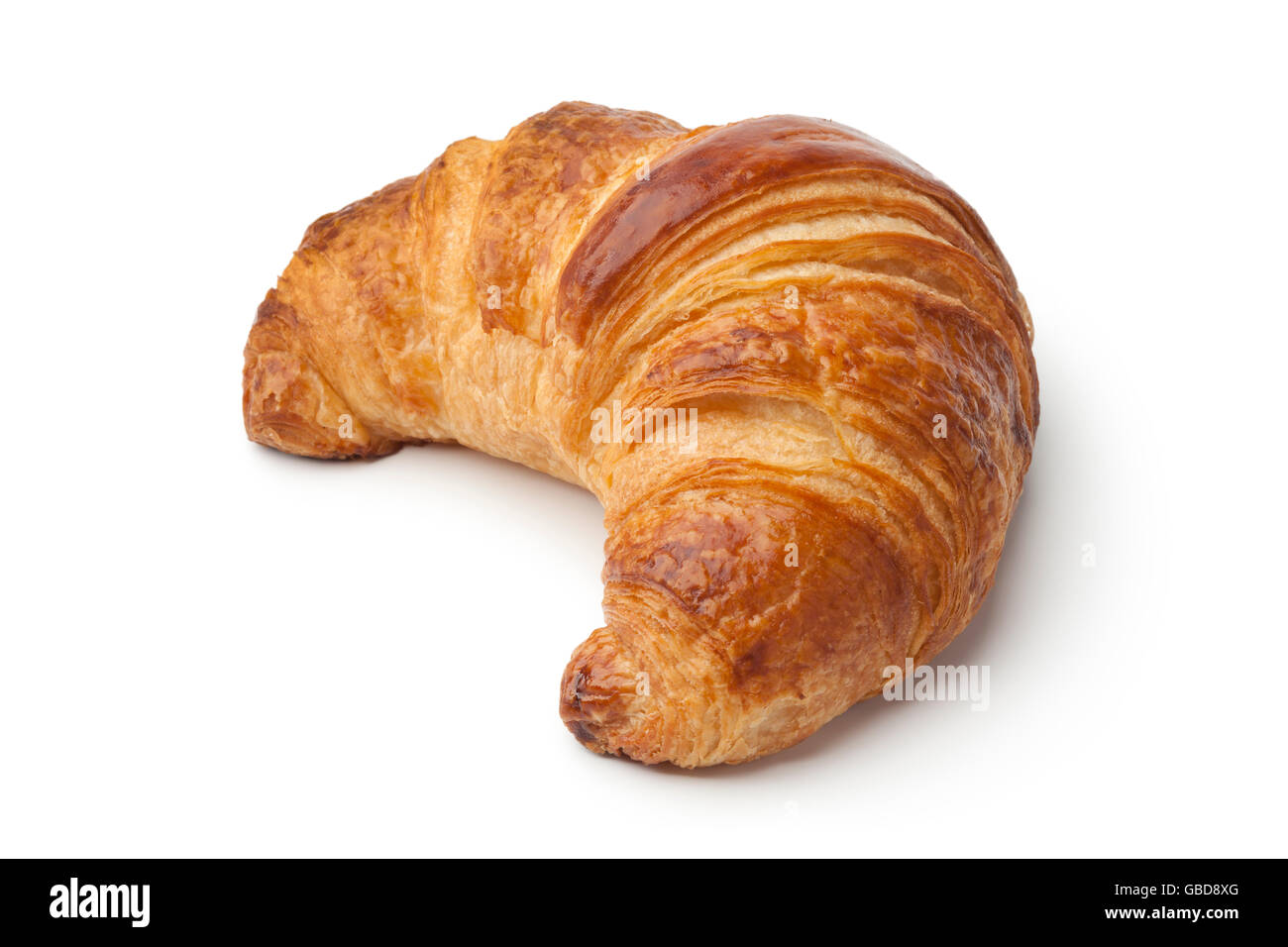 Single fresh baked croissant on white background Stock Photo - Alamy