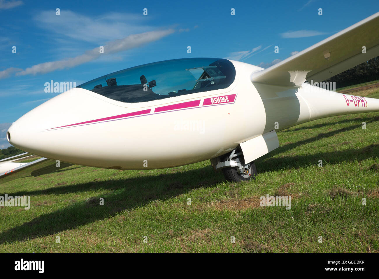 Schleicher ASH 26E is a self launching glider with a pop up engine behind the canopy Stock Photo