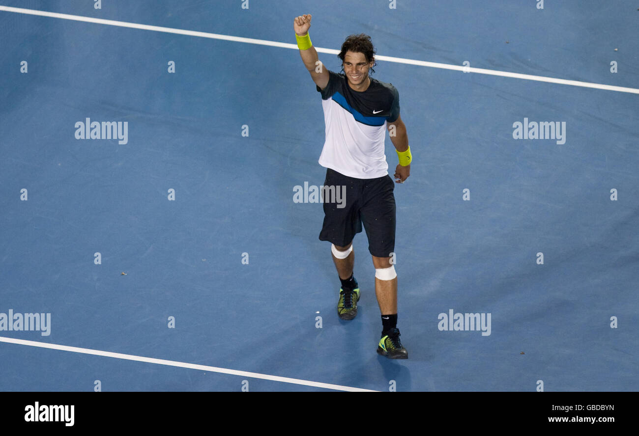 Spain's Rafael Nadal celebrates winning the Australian Open Mens Final