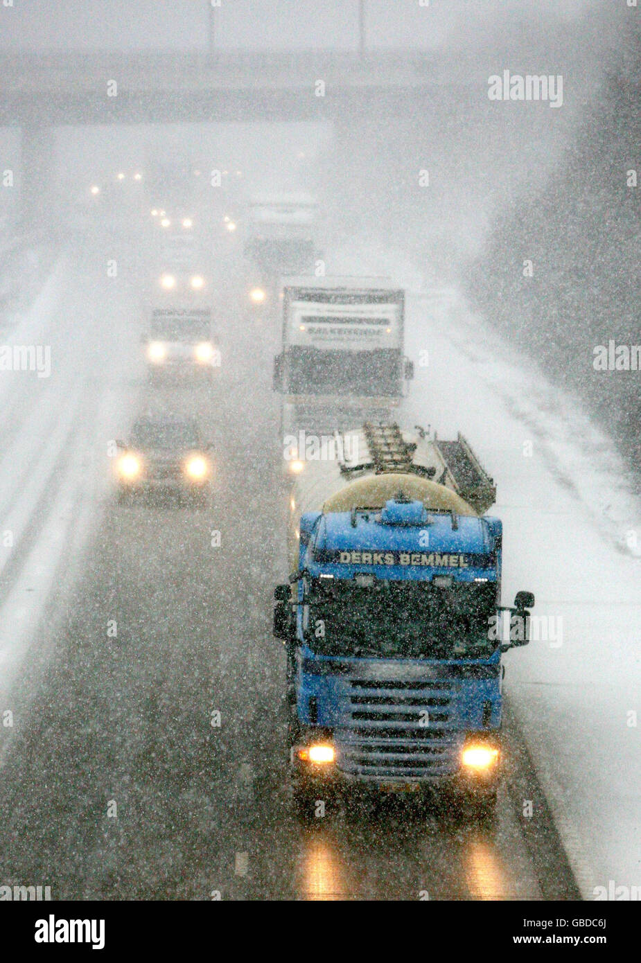Drivers face dangerous conditions on the M20 motorway near Ashford in
