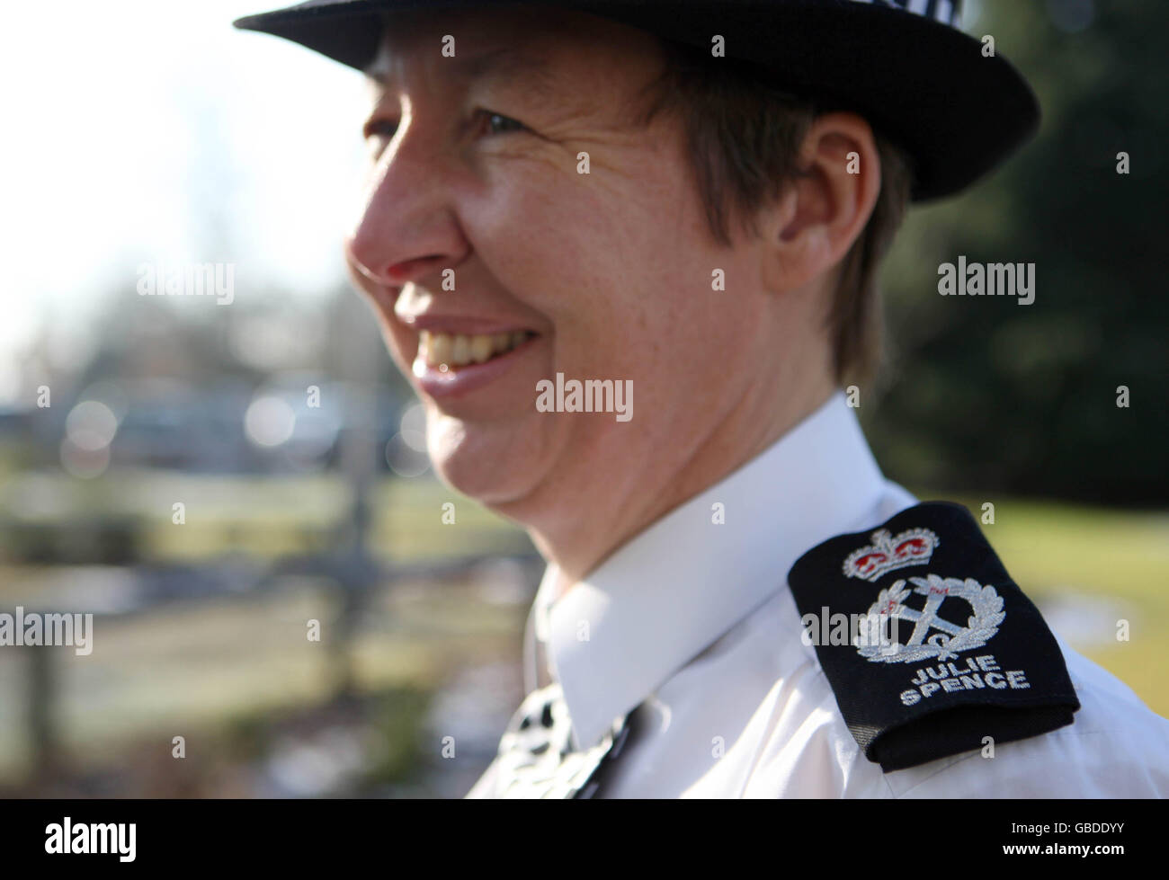 Cambridgeshire police names on uniforms stock photo alamy