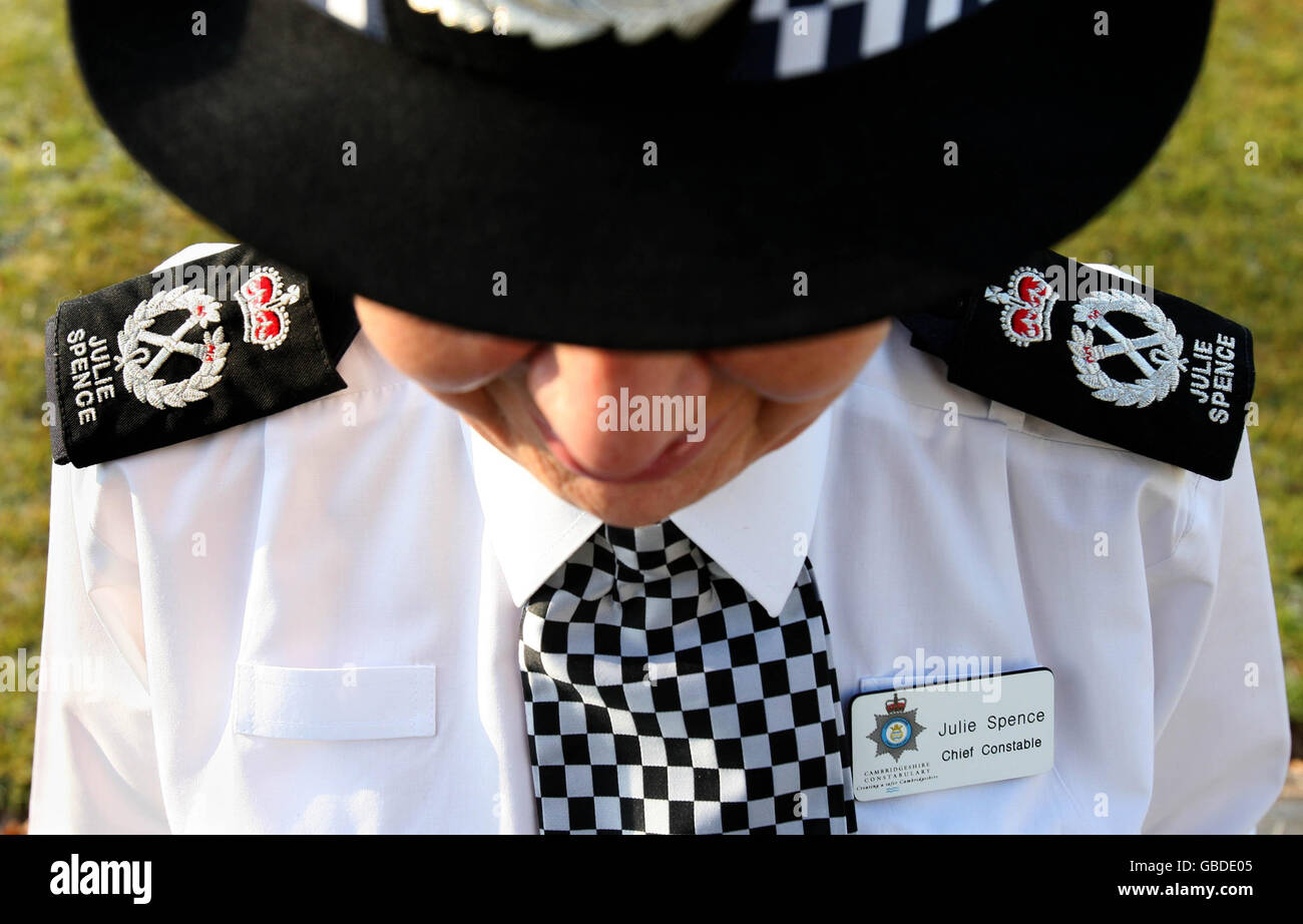 Cambridgeshire police names on uniforms stock photo alamy