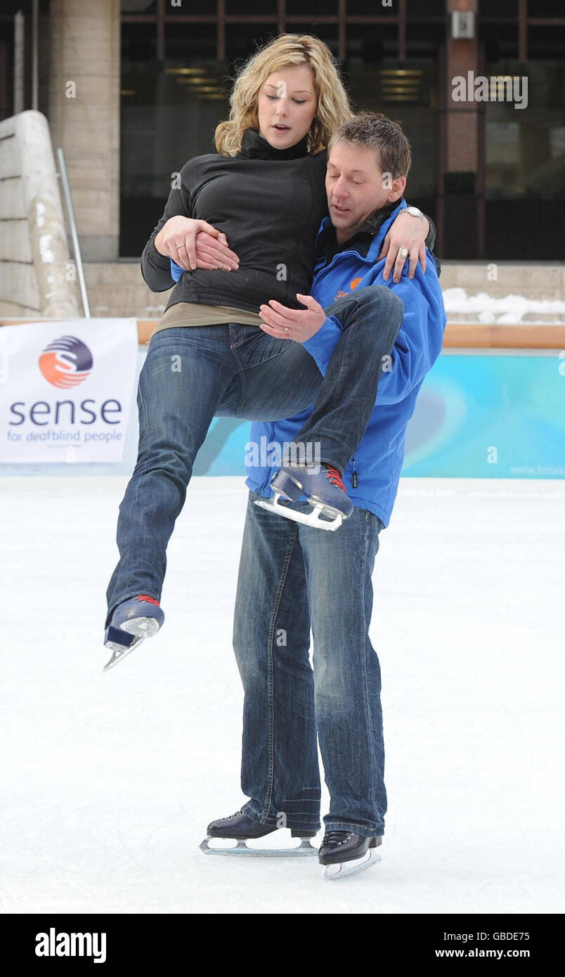 Nicky Slater and Gemma Bissix ice skate for the Sense Annual Charity