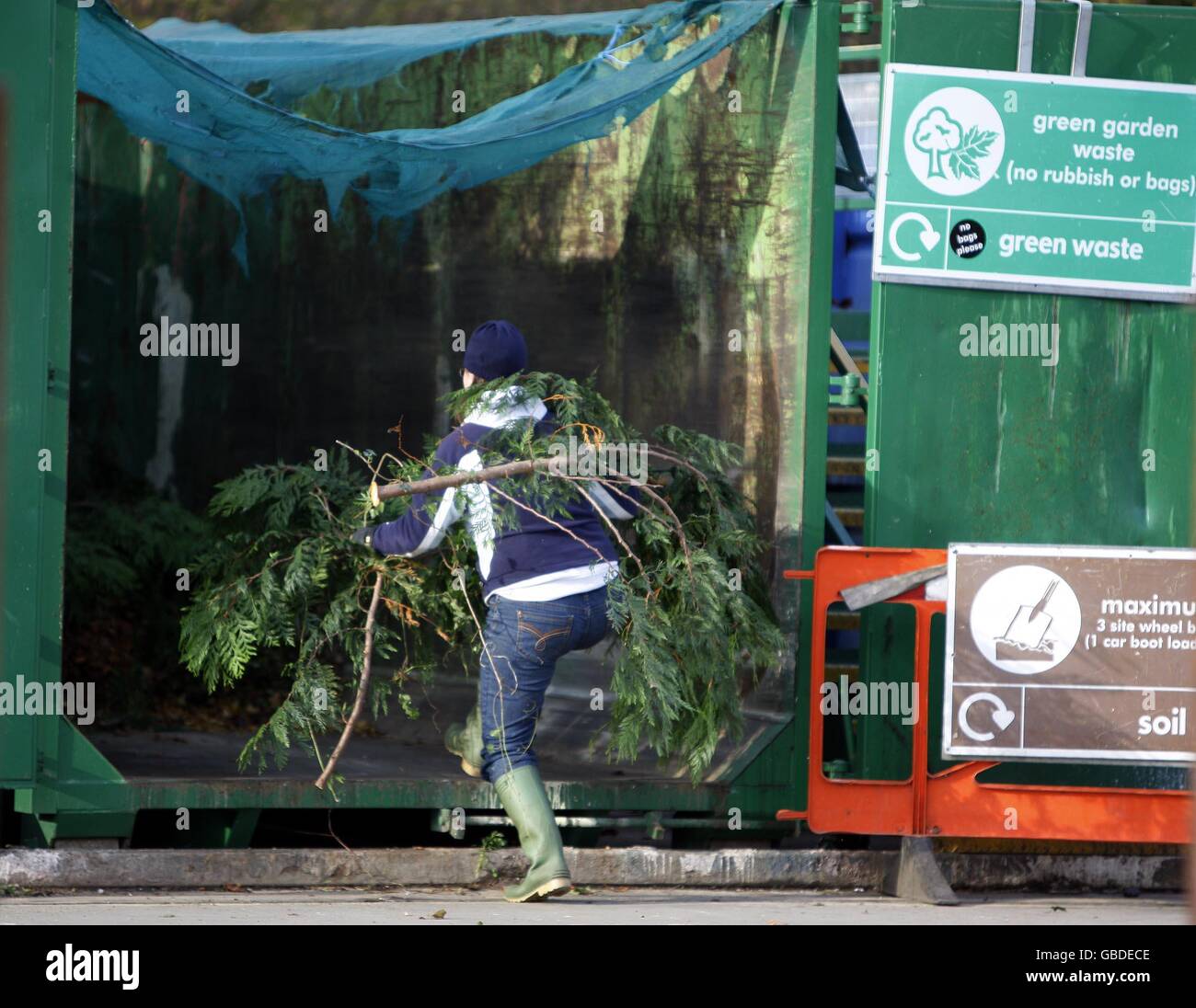 Rubbish recycle recycling waste refuse gv general view hires stock