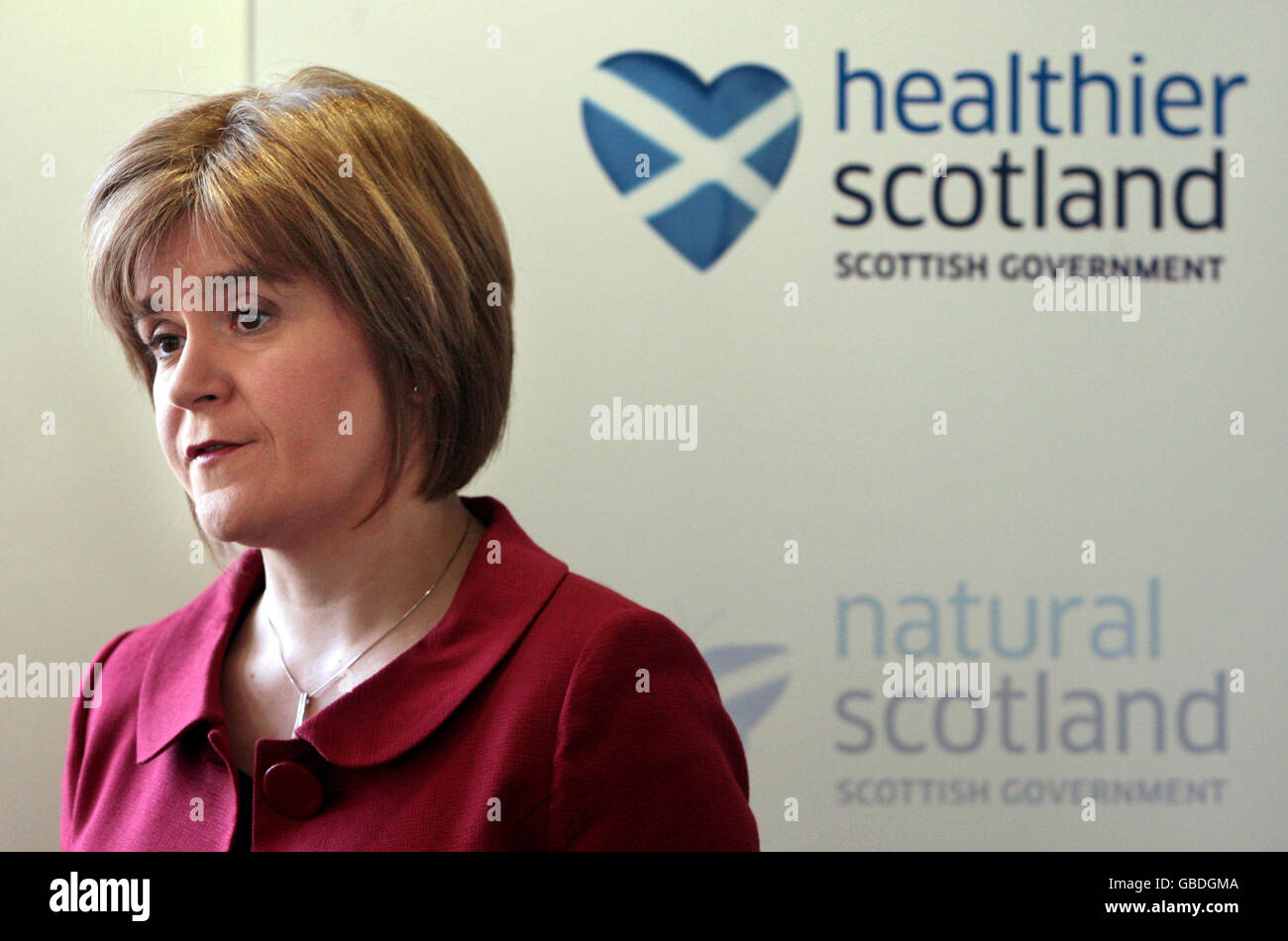 Scottish Health Minister Nicola Sturgeon during a press conference after a report on Vale of Leven hospital was released at St Andrew's House, Edinburgh. The Independent Review Team have released the follow-up report on procedures at the Vale of Leven hospital in West Dunbartonshire, after it was linked to an outbreak of Clostridium difficile between December 2007 and June last year. Stock Photo