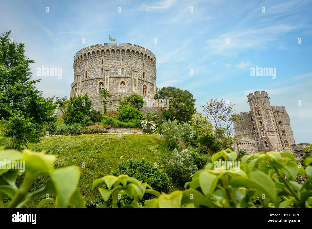 Windsor Castle with a blue sky background. Windsor Castle is a royal ...