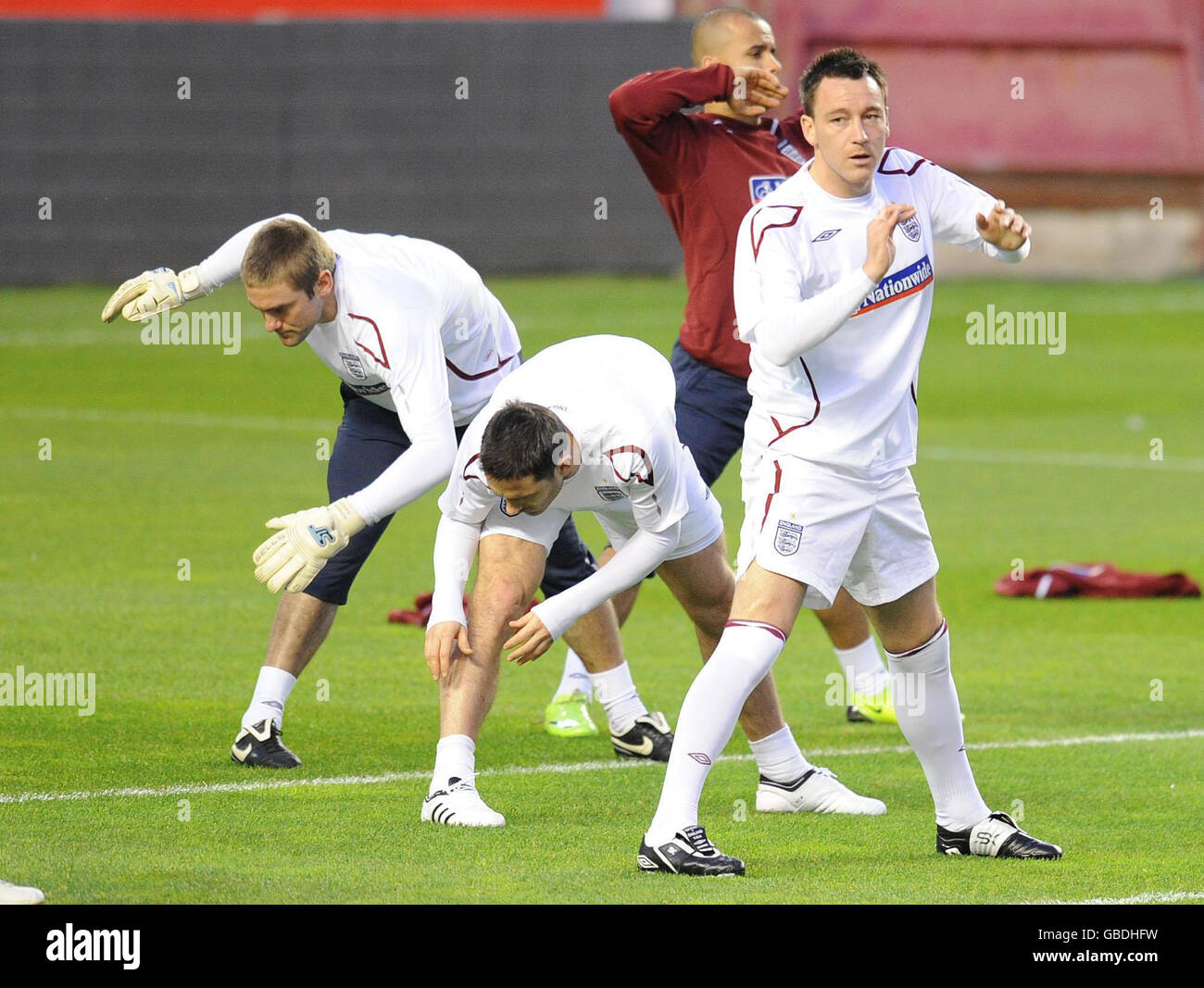 England's John Terry during a training session at the Ramon Sanchez Pizjuan Stadium in Seville, Spain. Stock Photo