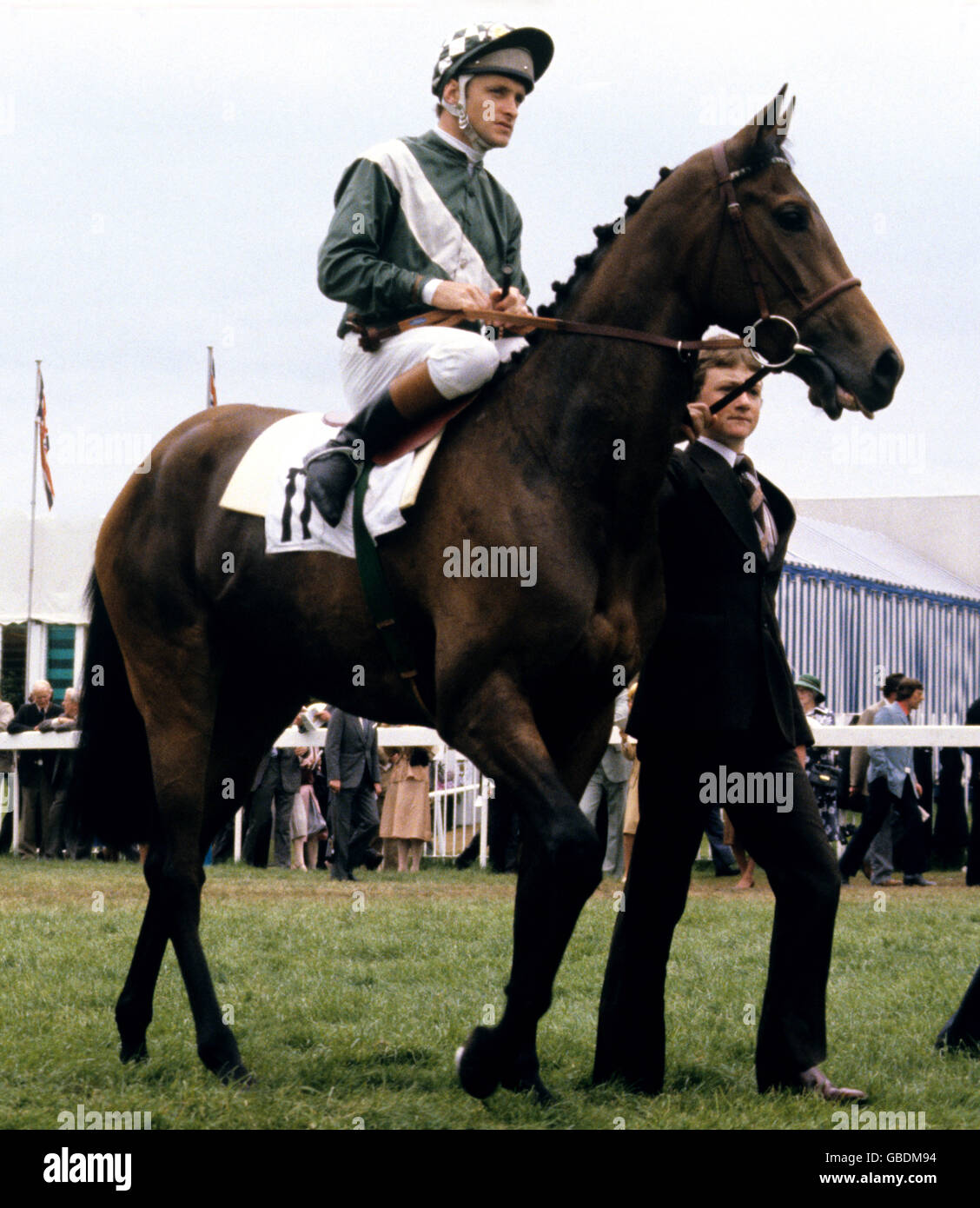 Horse racing The Oaks Epsom 1979. The winner, 'Scintillate', Pat Eddery up Stock Photo Alamy