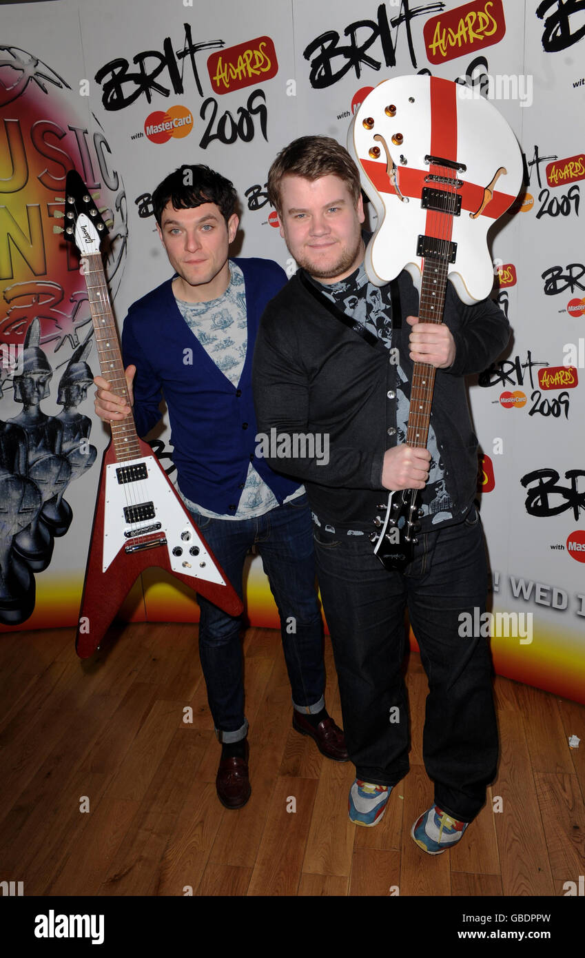 Mathew Horne (left) and James Corden attend a photocall to promote the