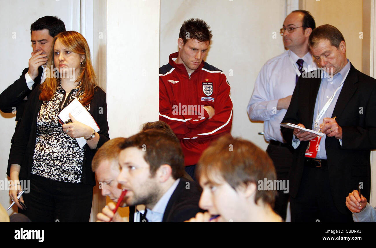 England's James Milner during a press conference at The Grove Hotel, Hertfordshire. Stock Photo