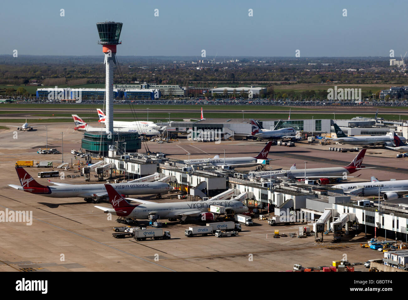 Aerial view of the London Heathrow Airport Stock Photo