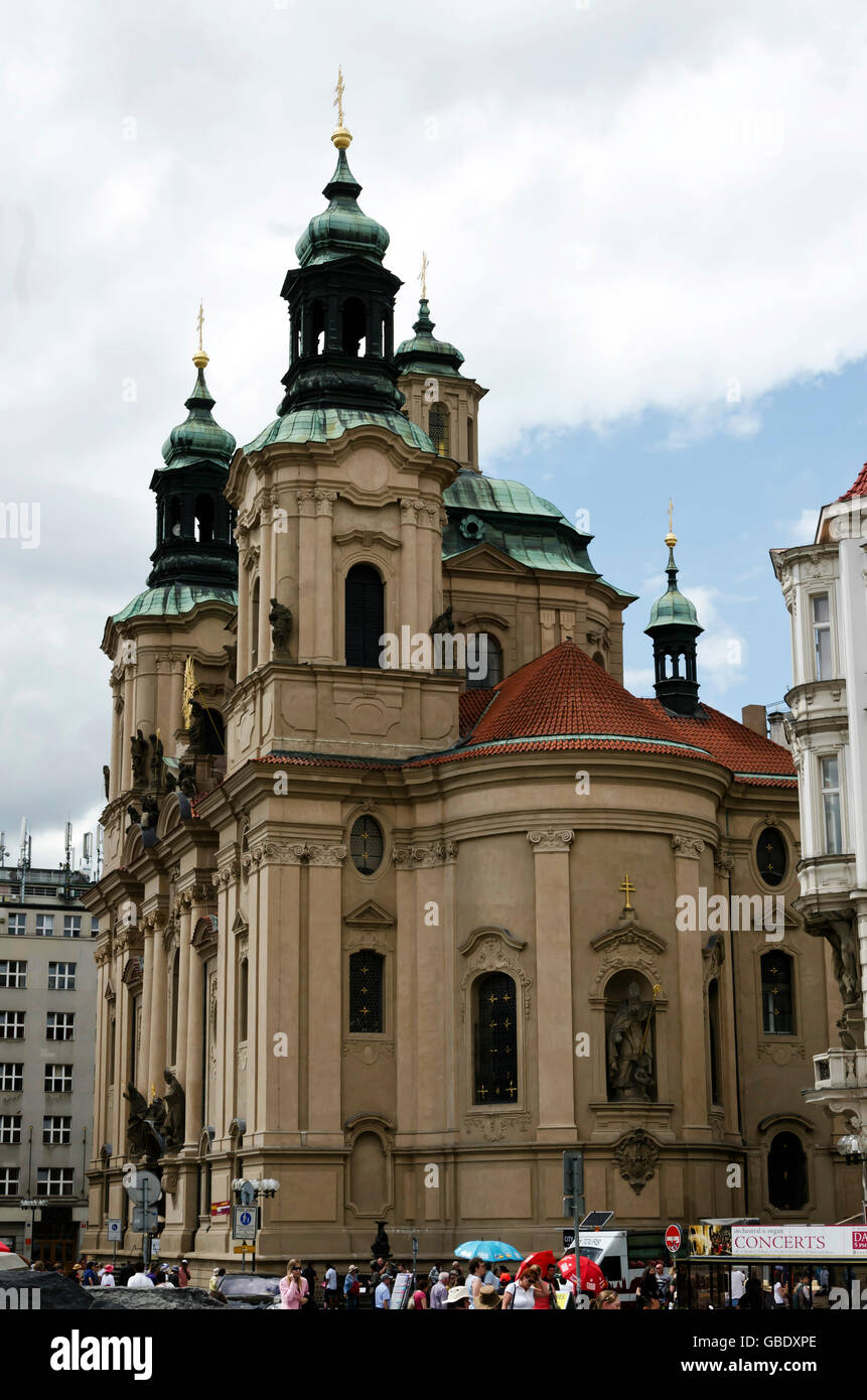 The Church of St Nicholas by the Old Town Square in the centre of Prague (Praha) in the Czech Republic. Stock Photo