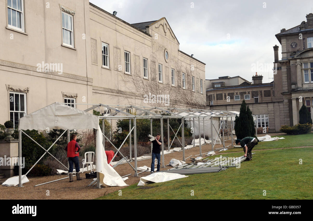Preparations taking place at Down Hall Hotel in Essex where it is believed cancer-stricken reality TV star Jade Goody will get married this weekend. Stock Photo