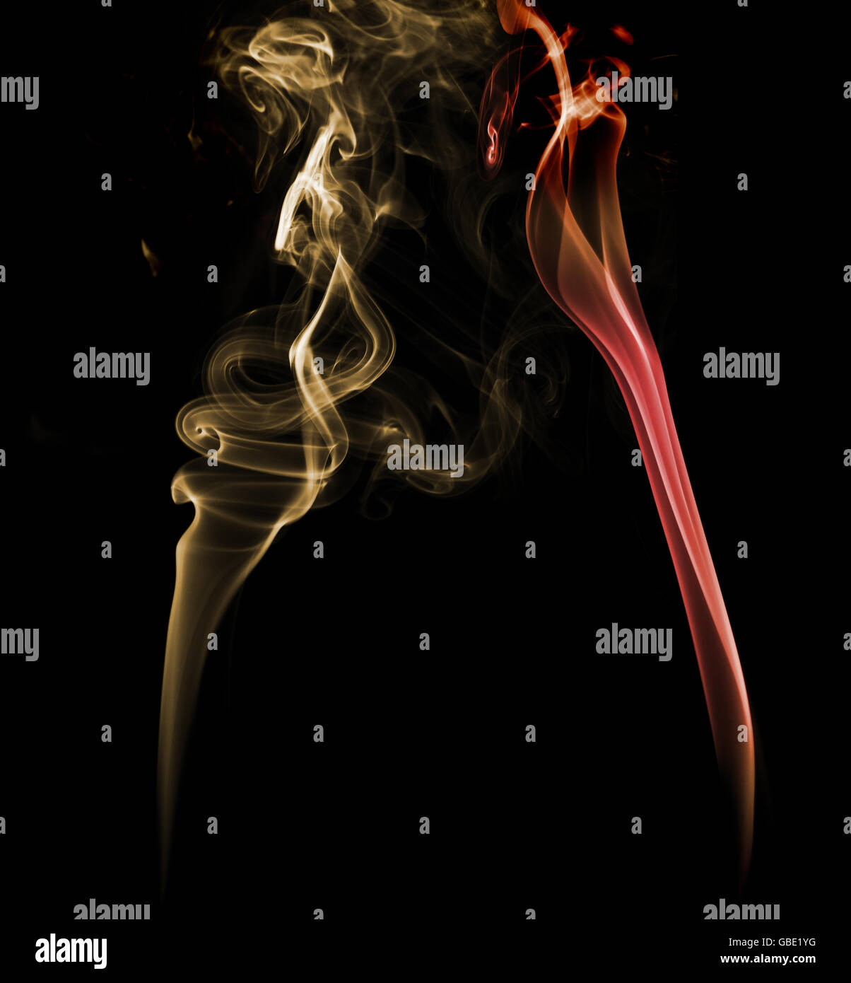 Abstract yellow and red light smoke on a dark background Stock Photo ...