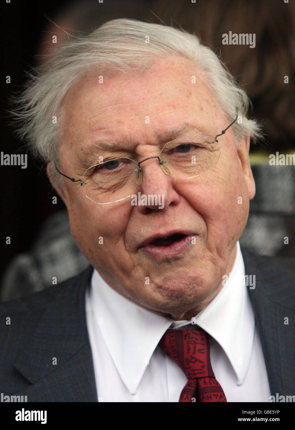 Sir David Attenborough attends a memorial service for Sir Bill Cotton, the BBC light entertainment executive, at St Martins-in-the-Fields, Trafalgar Square, London. Stock Photo