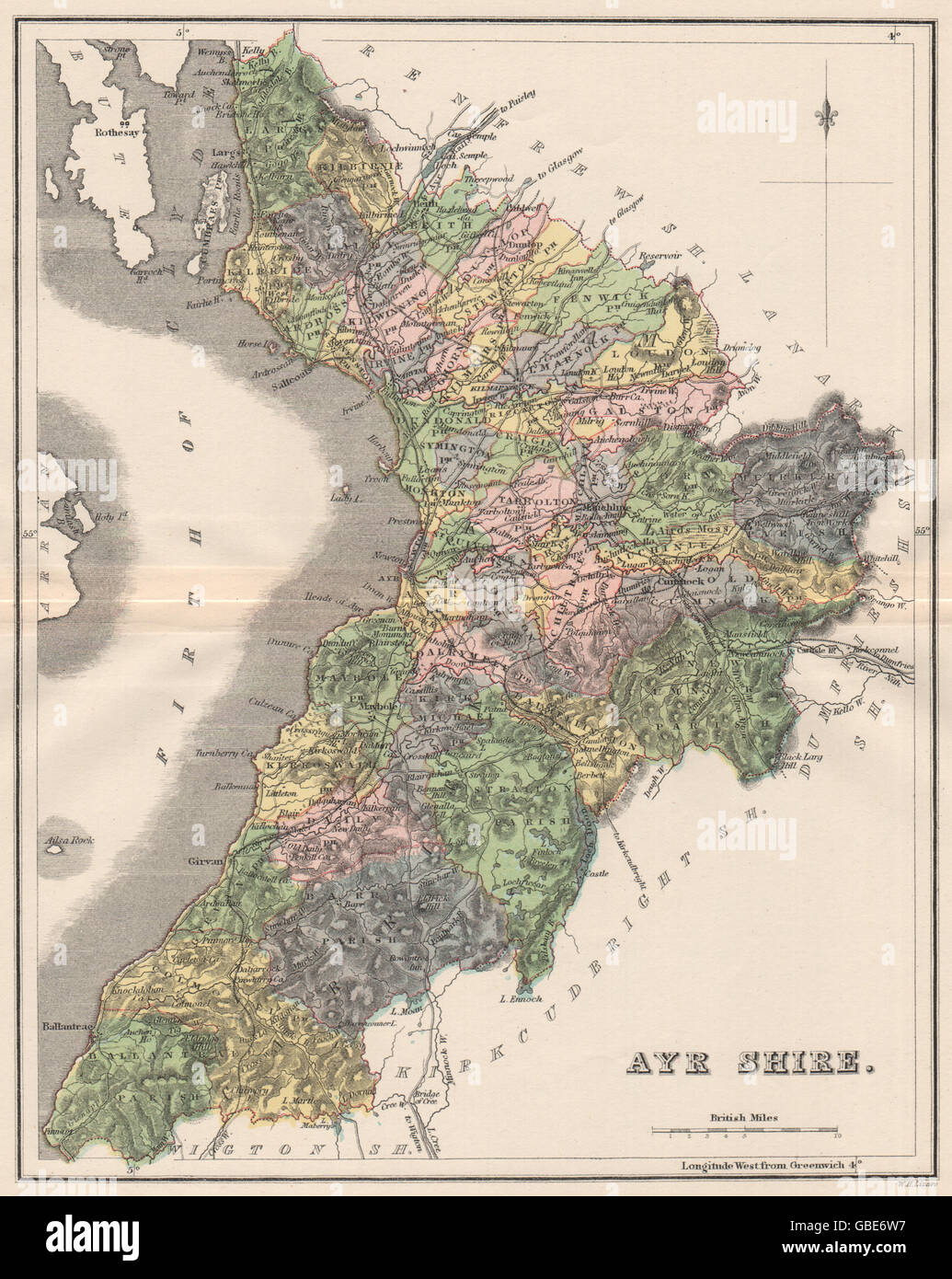 AYRSHIRE: Antique county map. Parishes. Ayr Kilmarnock. Scotland. LIZARS 1885 Stock Photo - Alamy