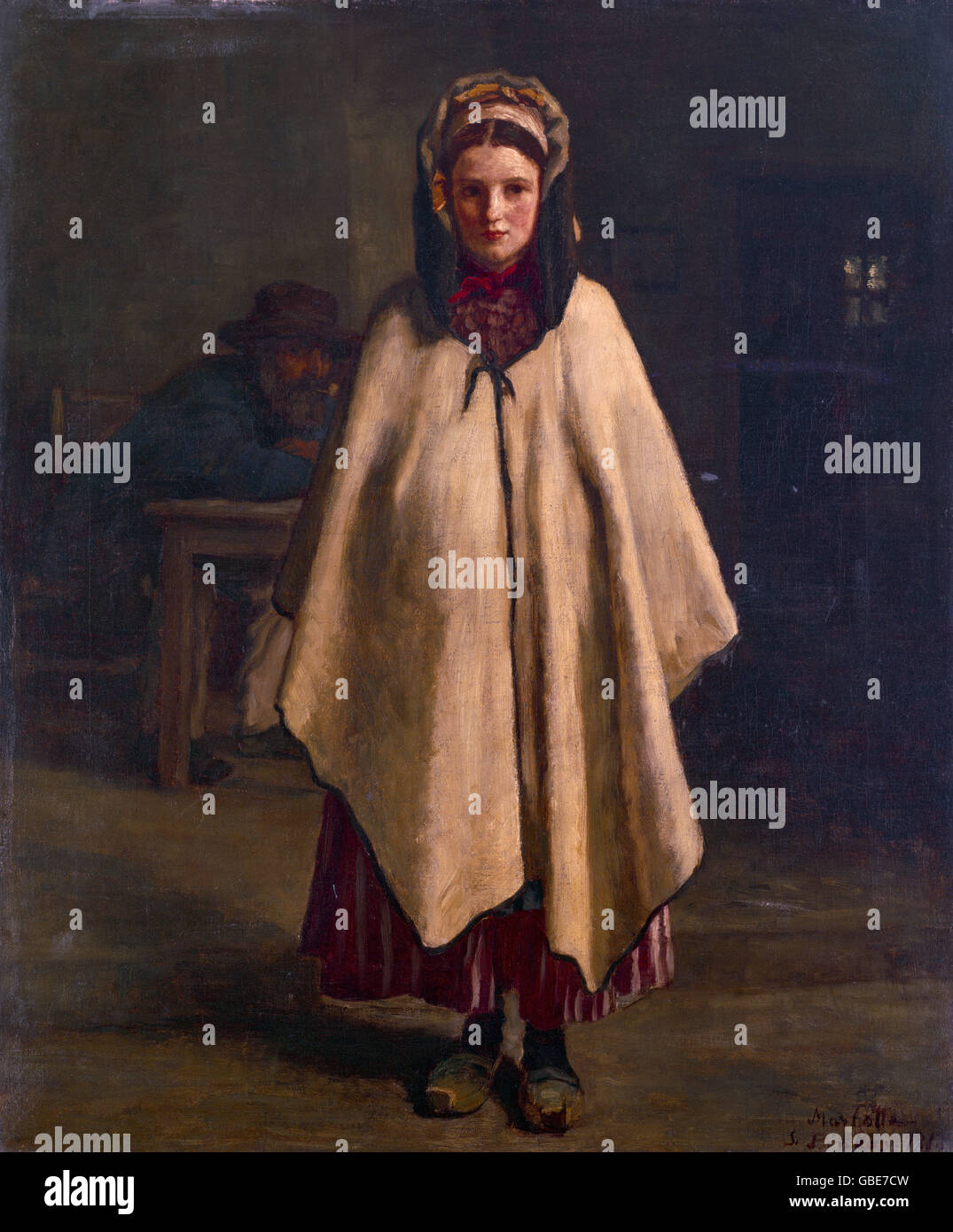 fine arts, Pinkas, Sobeslav (1827 - 1901), painting, 'Female shepherd in Malotta' ('Pasacka z Marlotta'), Prague National Gallery, Stock Photo