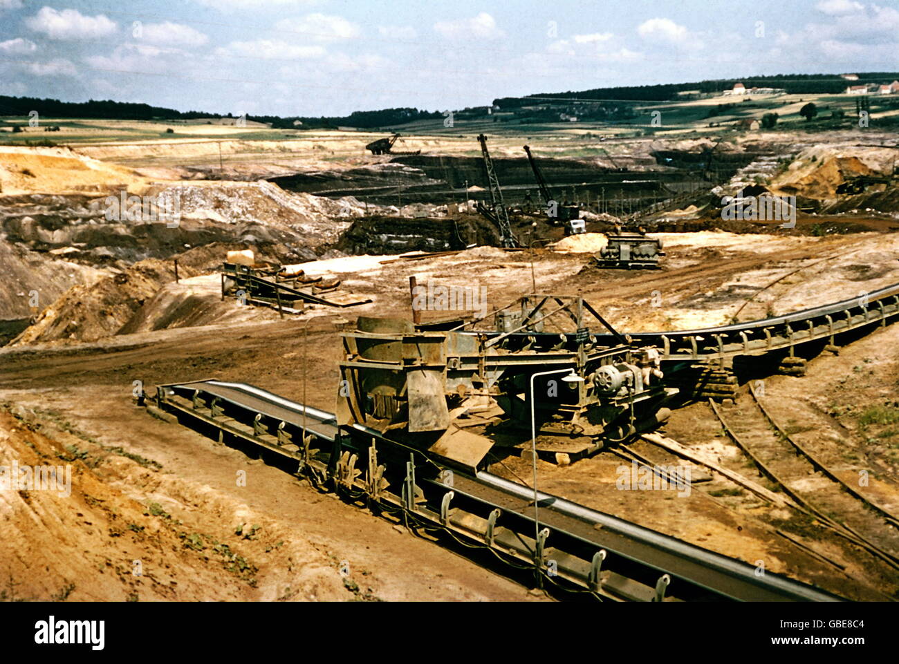 mining, coal, brown coal mine near Schwandorf, Upper Palatinate, 1950s, Additional-Rights-Clearences-Not Available Stock Photo