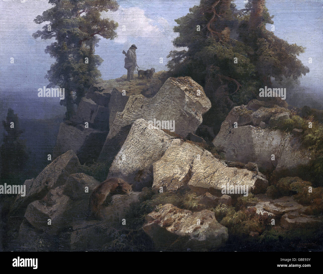 fine arts, Navratil, Josef (1798 - 1865), painting, 'Hunt for the Fox', Prague National Gallery, Stock Photo