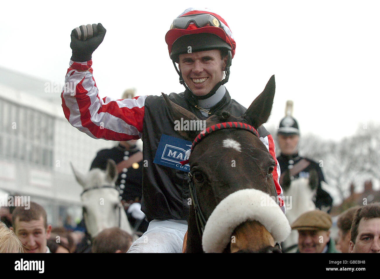 Graham lee celebrates winning the grand national on amberleigh house hi ...