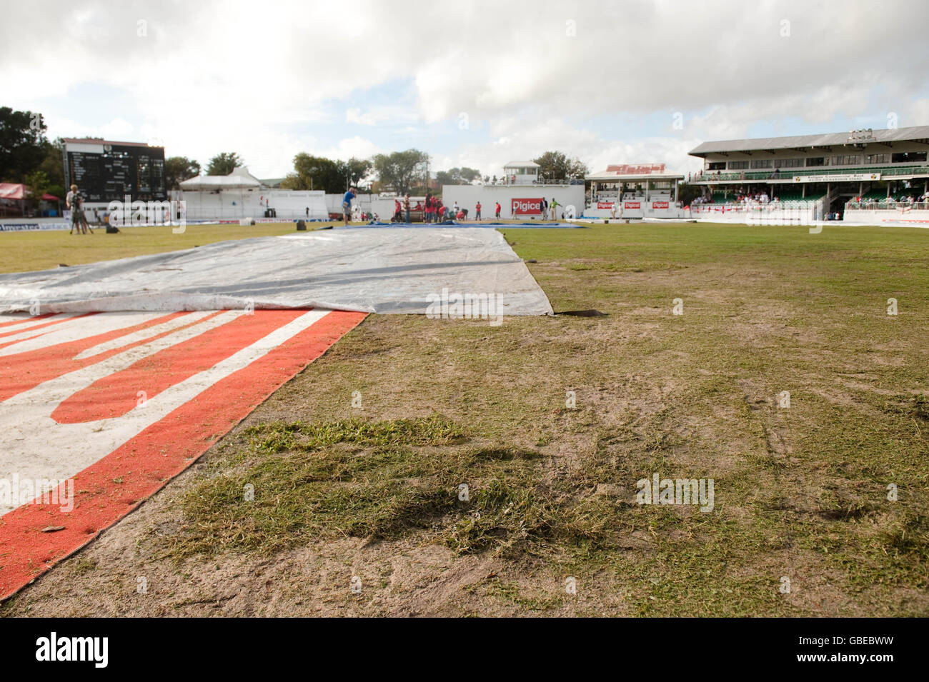 General view muddy outfield third test antigua recreation ground hires
