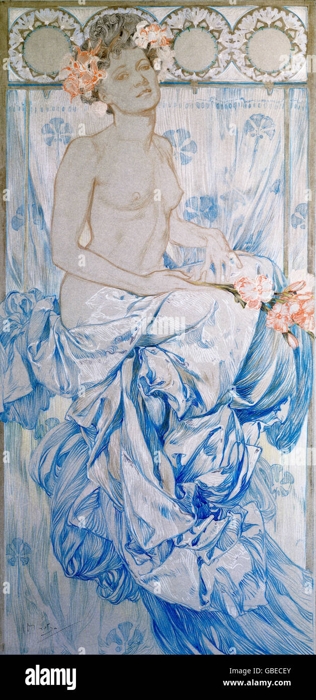 Woman by Alfons Mucha, 19th / 20th century Stock Photo