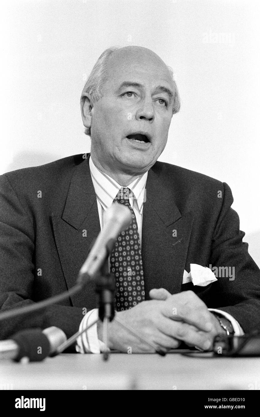 Home Secretary David Waddington speaking at the end of the Strangeway