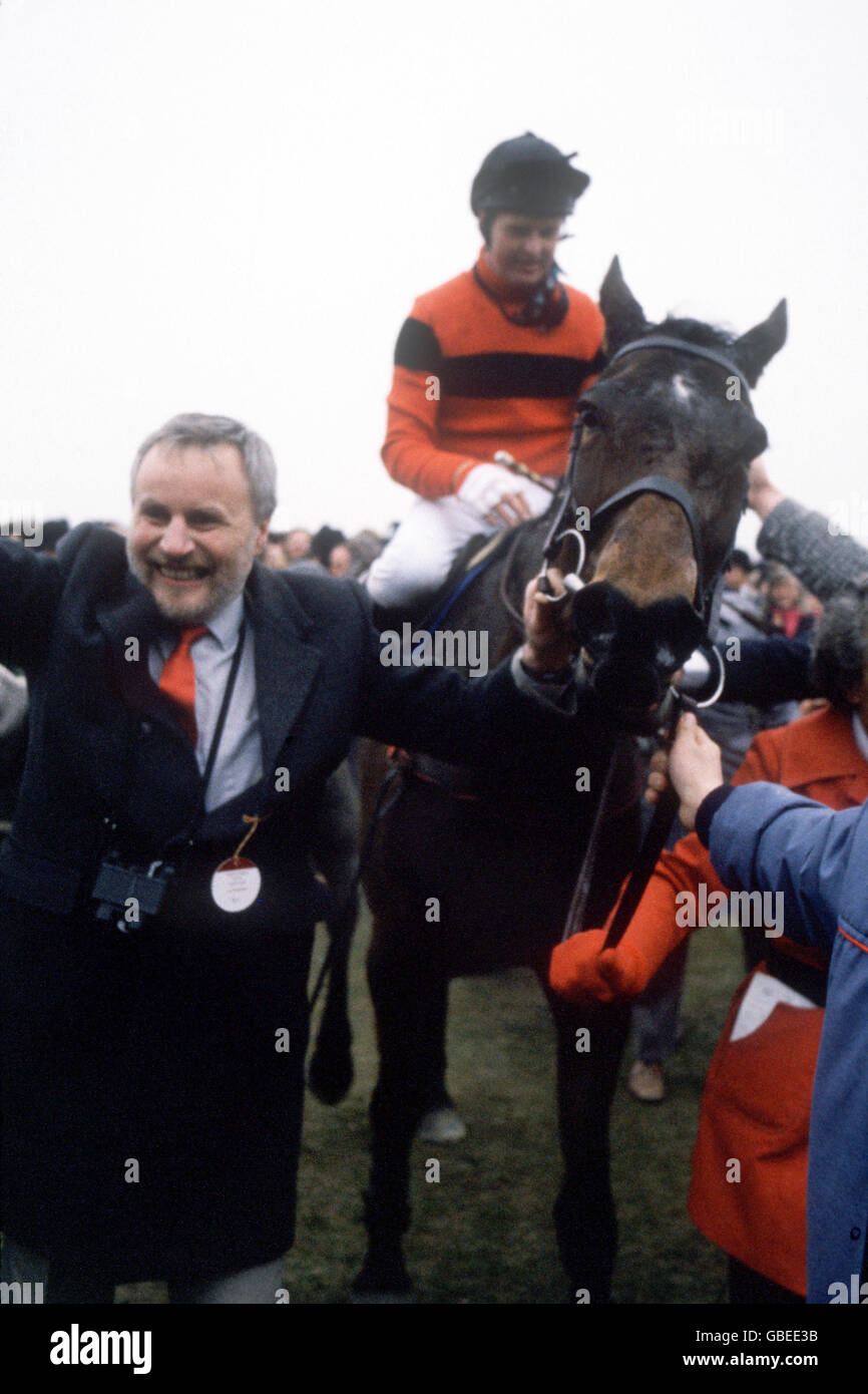Dawn Run, John Jo O'Neill up, is led in after winning the Gold Cup Stock  Photo - Alamy