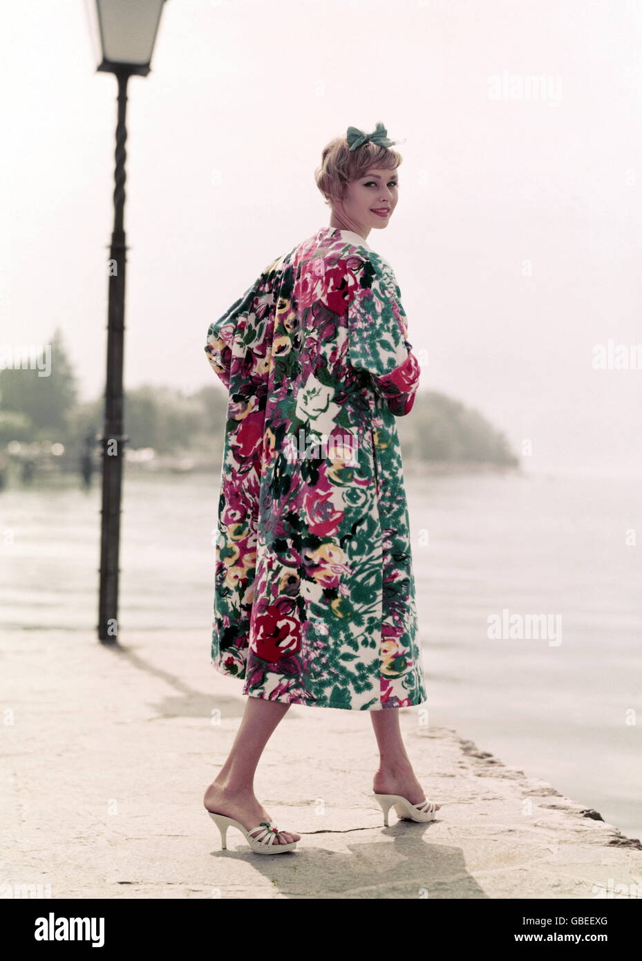 fashion, 1960s, woman wearing colorful dressing gown, , Additional-Rights-Clearences-Not Available Stock Photo