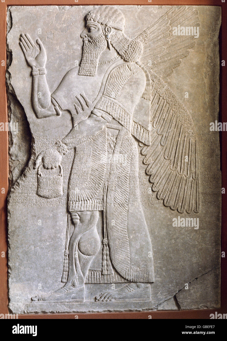 geography / travel, Mesopotamia, Assyria, Assur, man with wings, relief from palace of Assurnasirpal II (883 - 859 BC), historic, historical, Asia, Middle East, fine arts, winged human, person, ancient world, men, male, Additional-Rights-Clearences-Not Available Stock Photo