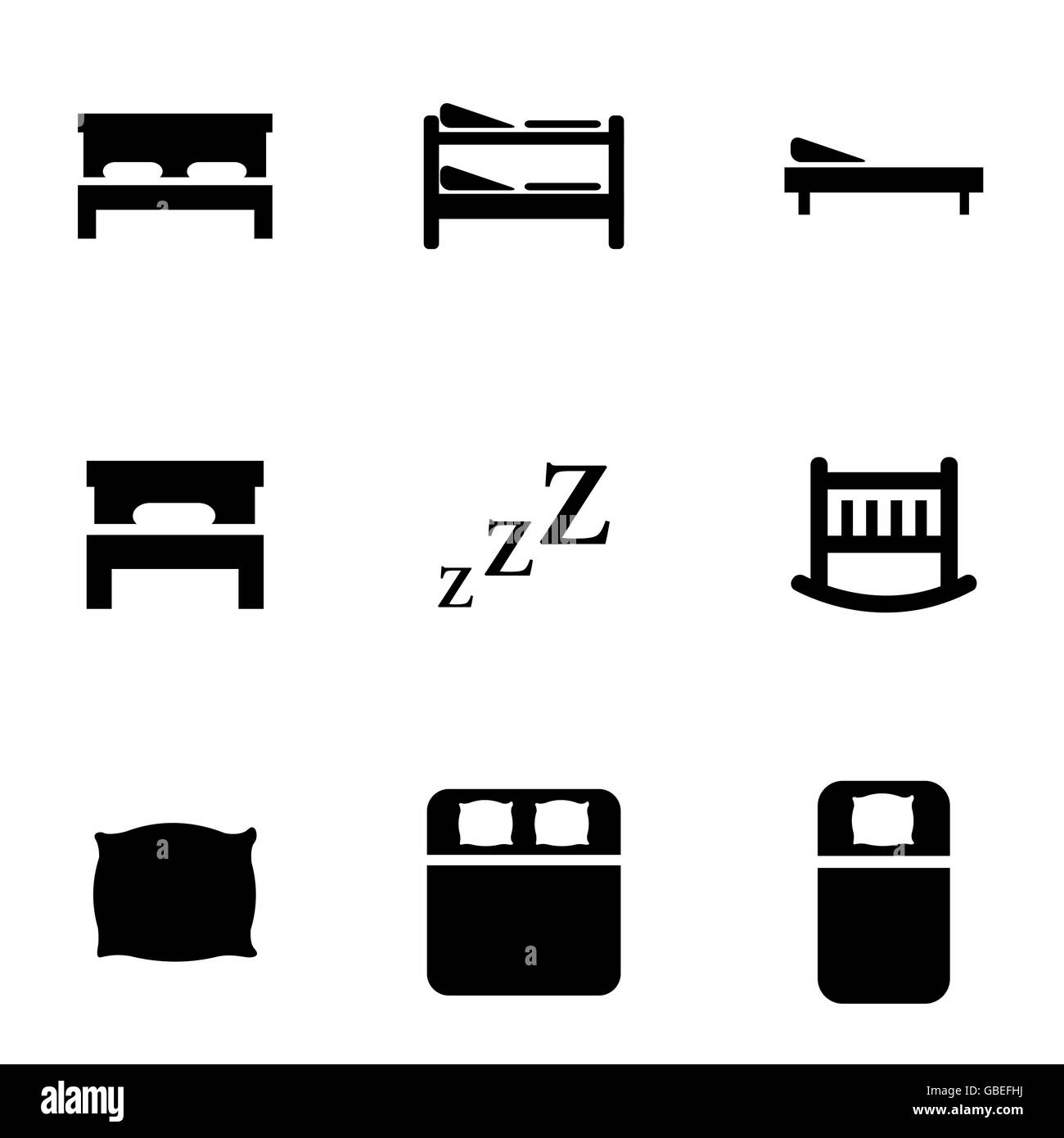 Vector black bed icon set Stock Vector Image & Art - Alamy