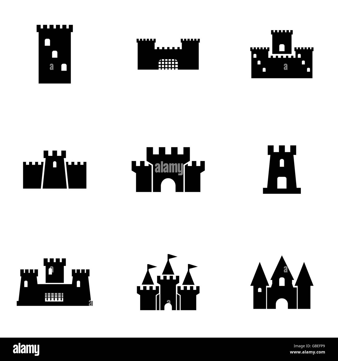 Vector black castle icon set Stock Vector Image & Art - Alamy