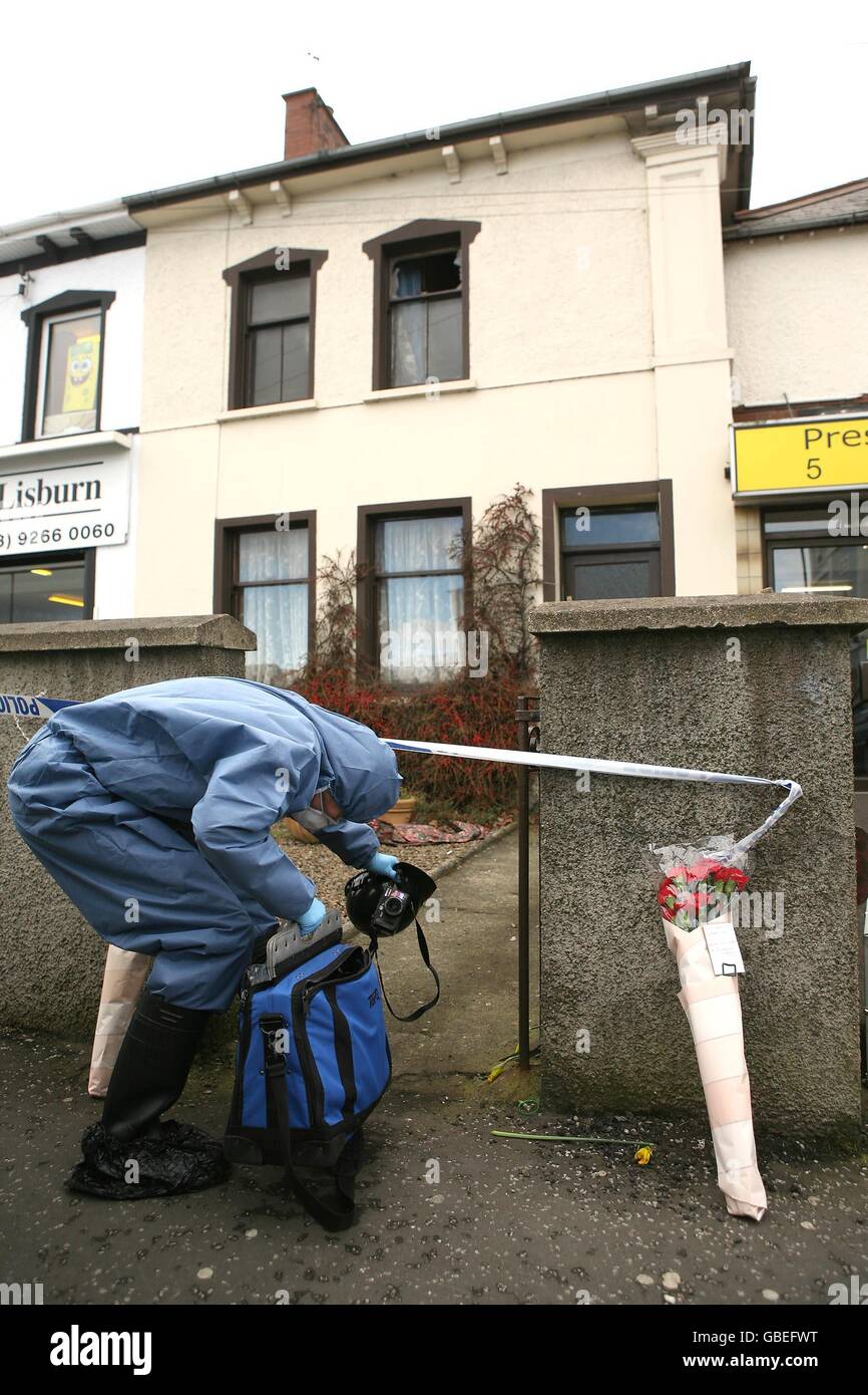 Forensic officers at the house fire on Smithfield Street, Lisburn