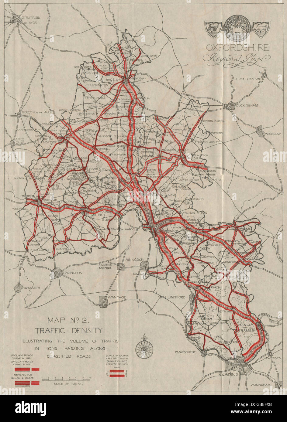 OXFORDSHIRE Traffic Density. Volume of Traffic. ABERCROMBIE, 1931