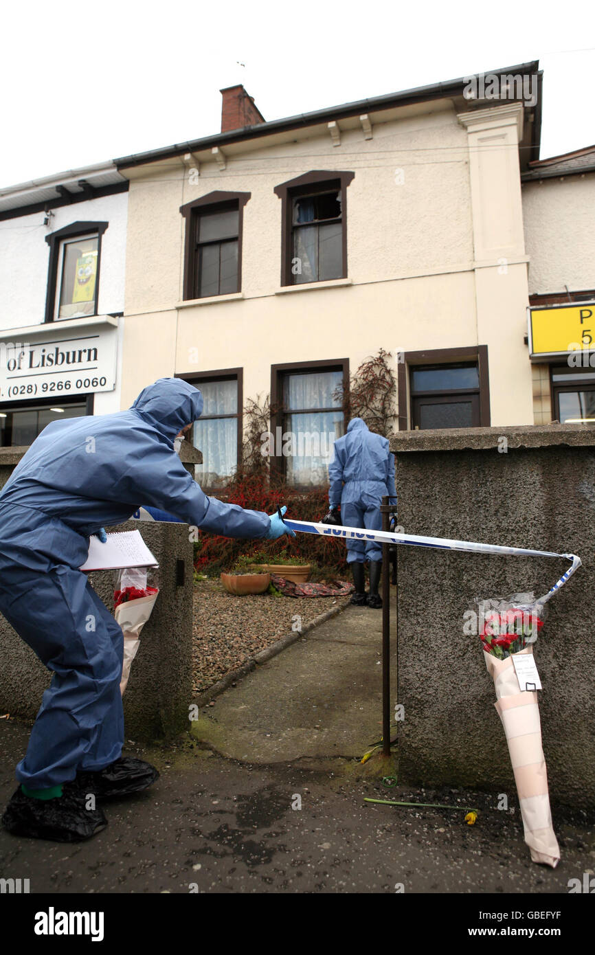 Forensic officers at the house fire on Smithfield Street, Lisburn