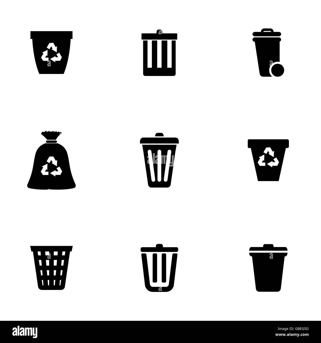 Vector black trash can icon set Stock Vector Image & Art Alamy