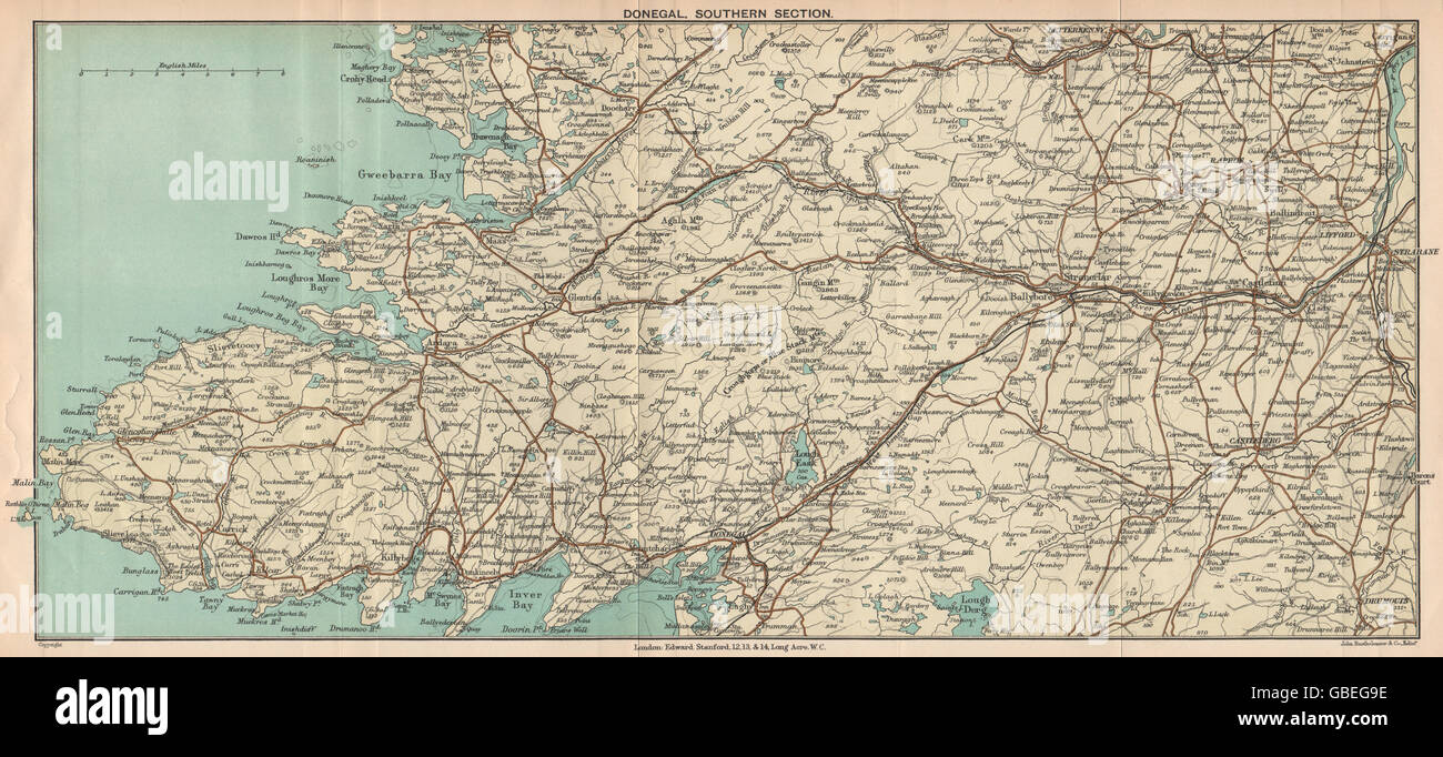 DONEGAL: Southern Section. Strabane Castlederg. Ireland. STANFORD, 1908 map Stock Photo