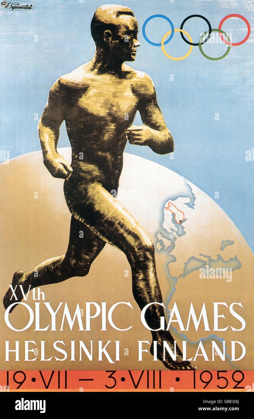 sports, Olympic Games, Helsinki 19.7. 3.8.1952, poster, 1952, 15th