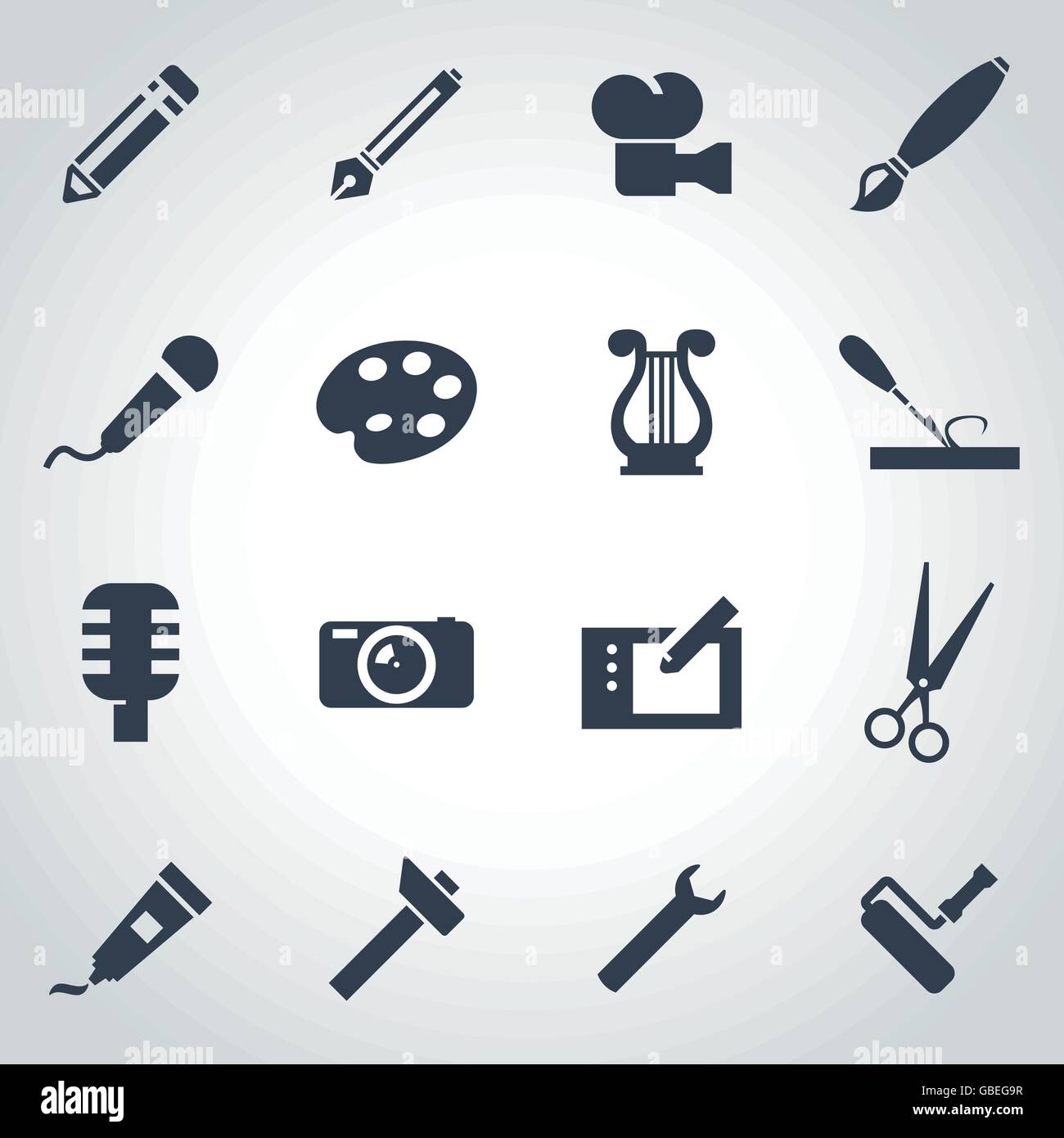 Vector black art tool icon set Stock Vector Image & Art - Alamy